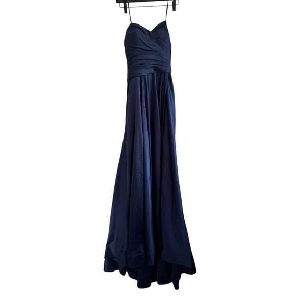La Femme Strapless Slit Satin Ballgown Formal Strapless Gown Sweetheart - Picture 4 of 9